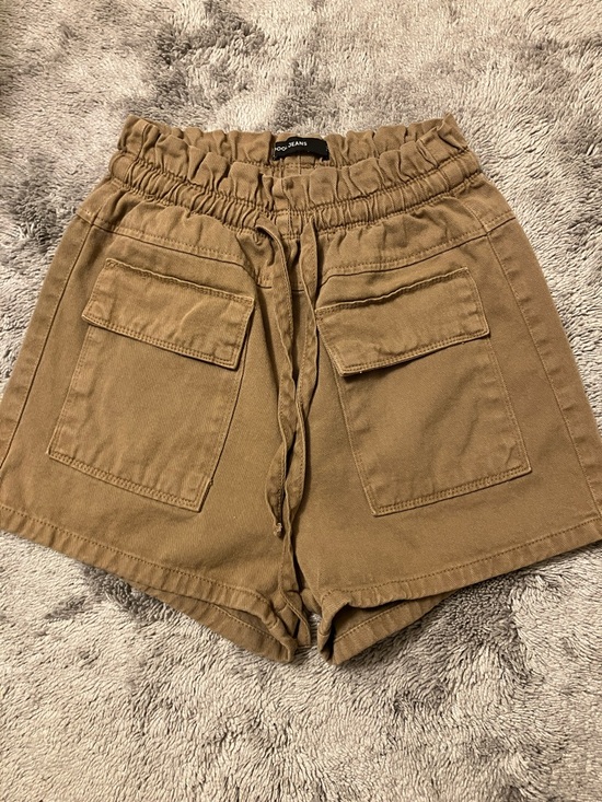 pool jeans Pants - Elastic-Waist Cargo Shorts in Tan